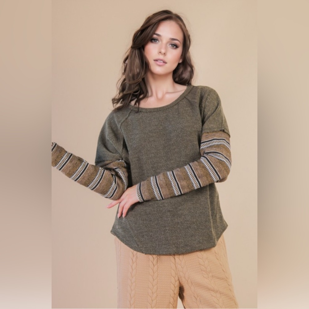 Olive Oversized Soft Textured Knit Top